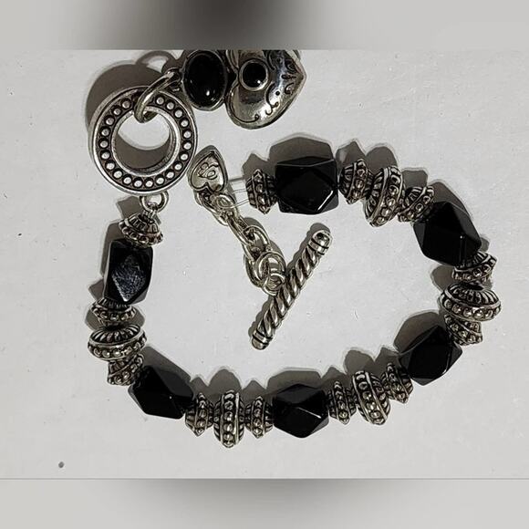 Brighton black and silver plated heart charm toggle bracelet - Picture 4 of 4
